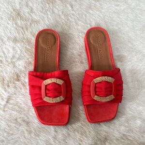 Gentle Souls Women's Red Slide Sandals